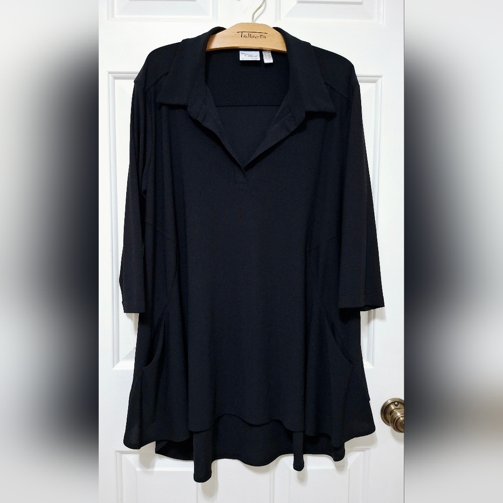 Women with Control Black Tunic Top